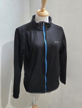 Eddie Bauer Black Jacket with Blue Zip Trim